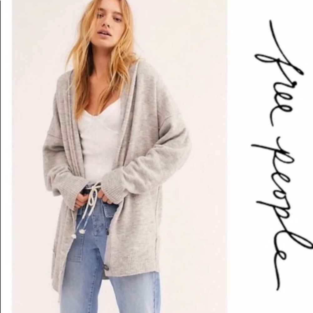 EUC Free People grey oversized cardigan
